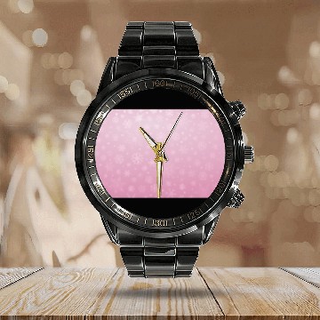 Discover Abstract Pink Snowflakes Pattern Calendar Steel Band Watch