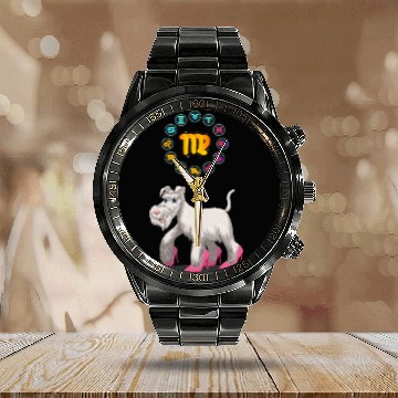 Discover Funny Dog Lover Horoscope Virgo Zodiac Sign Cool Calendar Steel Band Watch