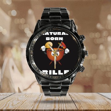 Discover Natural Born Griller Calendar Steel Band Watch