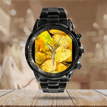 Discover Autumn is coming flowers green orange yellow Great Calendar Steel Band Watch