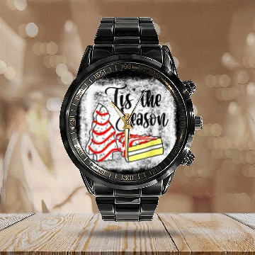 Discover Little Tis The Season Christmas Tree Cakes Debbie Calendar Steel Band Watch