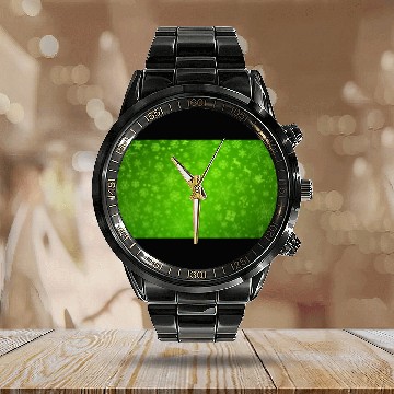 Discover Abstract Green Christmas Winter Pattern Calendar Steel Band Watch