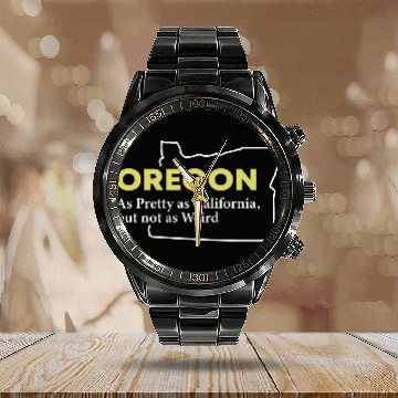 Discover Pretty Oregon Map Design for proud Oregonians Calendar Steel Band Watch
