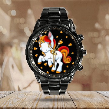 Discover Halloween Unicorn Pony Candy Corn Halloween Calendar Steel Band Watch