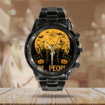 Discover Happy Halloween Cat Kitty Funny Ew People Cat 33 Calendar Steel Band Watch