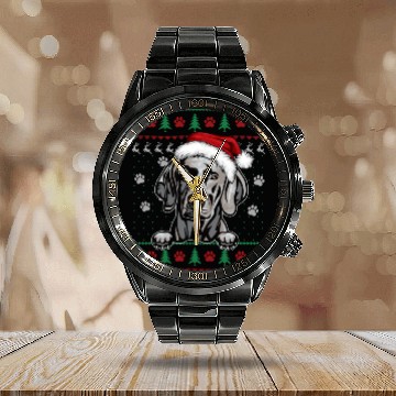 Discover Weimaraner Christmas Ugly Sweater Funny Dog Lover Calendar Steel Band Watch