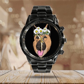 Discover Dog German Shepherd Calendar Steel Band Watch