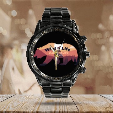 Discover Wild life adventure awaits Calendar Steel Band Watch