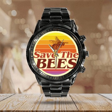 Discover Save The Bees Planet Environmental Retro Vintage C Calendar Steel Band Watch