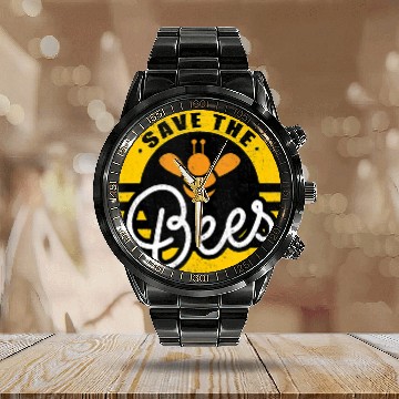 Discover Save The Bees Earth Lover Planet Beekeeper Beekeep Calendar Steel Band Watch