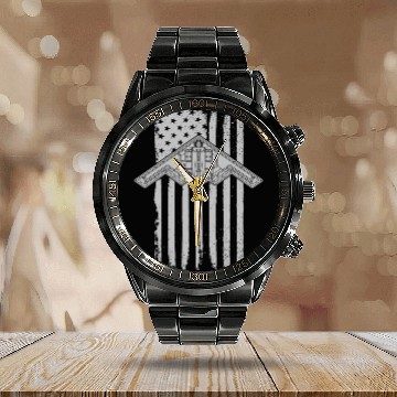 Discover B-2 Stealth Bomber Military Airplane American Flag Calendar Steel Band Watch