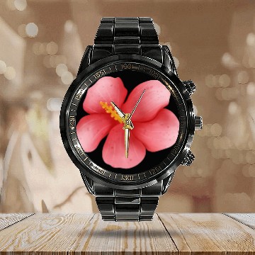 Discover Hibiscus flower Calendar Steel Band Watch