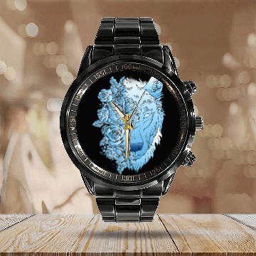 Discover Floral Wolf Calendar Steel Band Watch