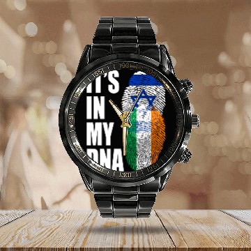 Discover Israel And Irish Mix Heritage DNA Flag Calendar Steel Band Watch