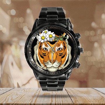 Discover Shi is Tiger Calendar Steel Band Watch