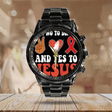 Discover Peace Ribbon Week Awareness Yes Jesus Wear Red Calendar Steel Band Watch