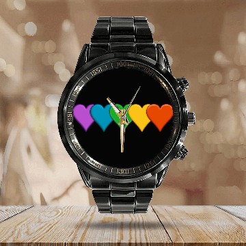 Discover Rainbow pride hearts Calendar Steel Band Watch