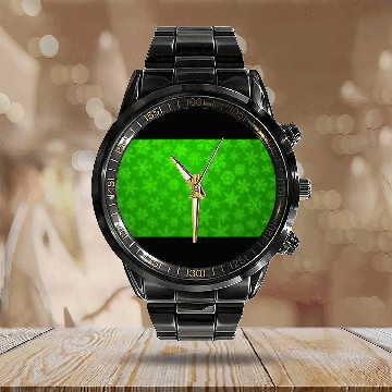 Discover Green Snowflakes Christmas Pattern Calendar Steel Band Watch