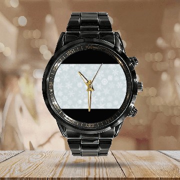 Discover Winter Snowflakes Pattern Grey White Calendar Steel Band Watch