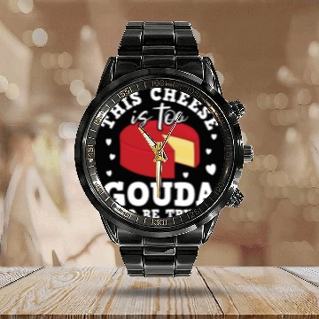 Discover Gouda Cheese Slices charcuterie cheese board Calendar Steel Band Watch