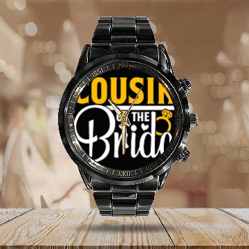 Discover Cousin Of The Bride Wedding Party Matching Gift Calendar Steel Band Watch