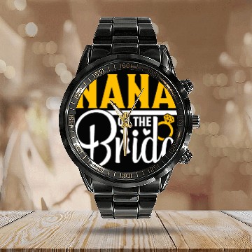 Discover Nana Of The Bride Wedding Party Matching Gift Calendar Steel Band Watch