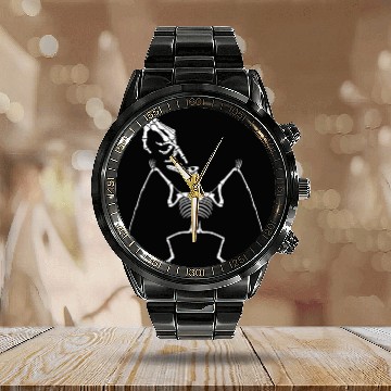 Discover Halloween Dinosaur Lover Skeleton Hand Pterodactyl Calendar Steel Band Watch