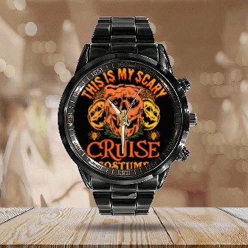 Discover This Is My Scary Cruise Costume Funny Halloween Calendar Steel Band Watch