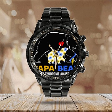 Discover Papa Bear Down Syndrome Awareness Calendar Steel Band Watch