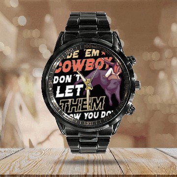 Discover Rodeo Bull Riding Livestock Show Farmer Cattle Calendar Steel Band Watch