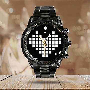 Discover Pixel Heart For Computer Scientists And Computer F Calendar Steel Band Watch