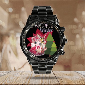Discover Winter Angel Christmas Tree Poinsettia Calendar Steel Band Watch