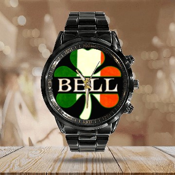 Discover Bell Irish Surname Ireland Flag Shamrock Calendar Steel Band Watch
