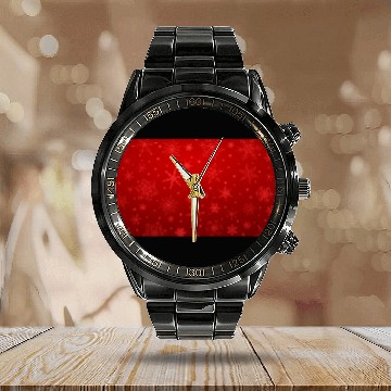 Discover Red Snowflakes Christmas Pattern Calendar Steel Band Watch