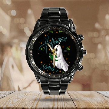Discover Happy Halloween Ghost Calendar Steel Band Watch