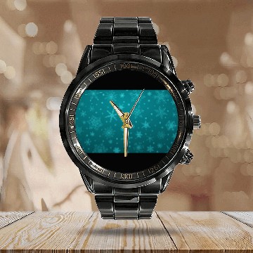 Discover Teal Snowflakes Christmas Pattern Calendar Steel Band Watch