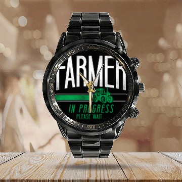 Discover Farming Farmer Tractor Vintage Calendar Steel Band Watch