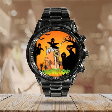 Discover In Front Of Zombies To Save My Capybara Halloween Calendar Steel Band Watch