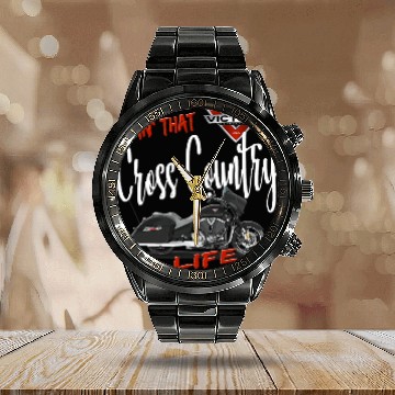 Discover Livin That Cross Country Life Motorcycle Calendar Steel Band Watch