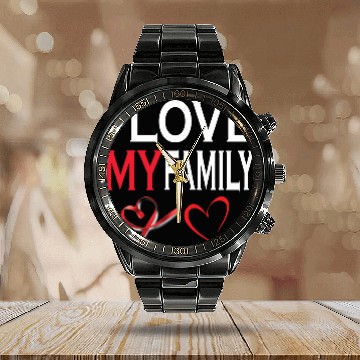 Discover i love my family Calendar Steel Band Watch