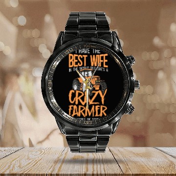 Discover Farming Farmer Wife Tractor Calendar Steel Band Watch