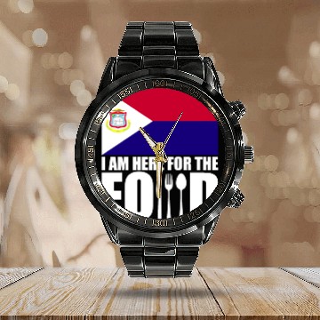 Discover Saint Martin flag souvenir food travel Calendar Steel Band Watch