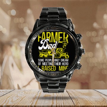 Discover Farming Farmer Dad Father Tractor Calendar Steel Band Watch