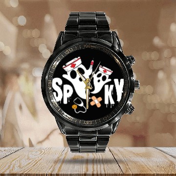 Discover Cute Spooky nurse Calendar Steel Band Watch Halloween Nurse gifts