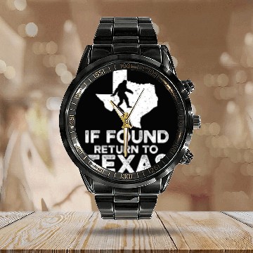 Discover Funny Bigfoot If Found Return To Texas Map Design Calendar Steel Band Watch