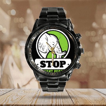 Discover Save The Elephants Stop Elephant Poaching Endanger Calendar Steel Band Watch