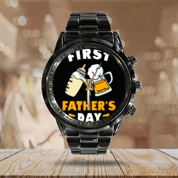 Discover First Father's Day Beer Baby Bottle New Born Calendar Steel Band Watch
