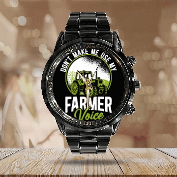 Discover Farming Farmer Tractor Vintage Calendar Steel Band Watch