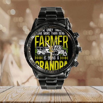 Discover Farming Farmer Grandpa Tractor Calendar Steel Band Watch