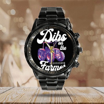 Discover Farming Farmer Girl Tractor Calendar Steel Band Watch